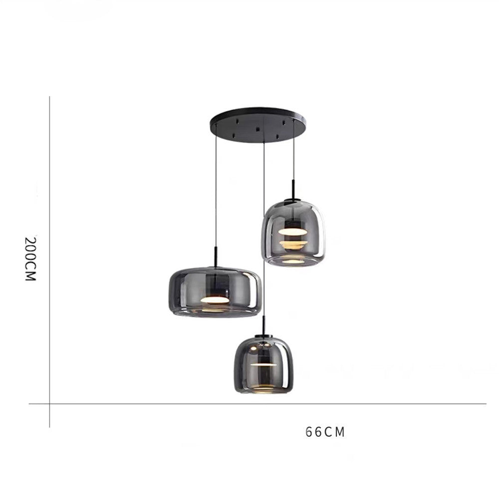 Italian-style all-copper minimalist chandelier with glass shades, 66cm diameter, modern design for bedrooms.