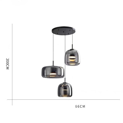 Italian-style all-copper minimalist chandelier with glass shades, 66cm diameter, modern design for bedrooms.