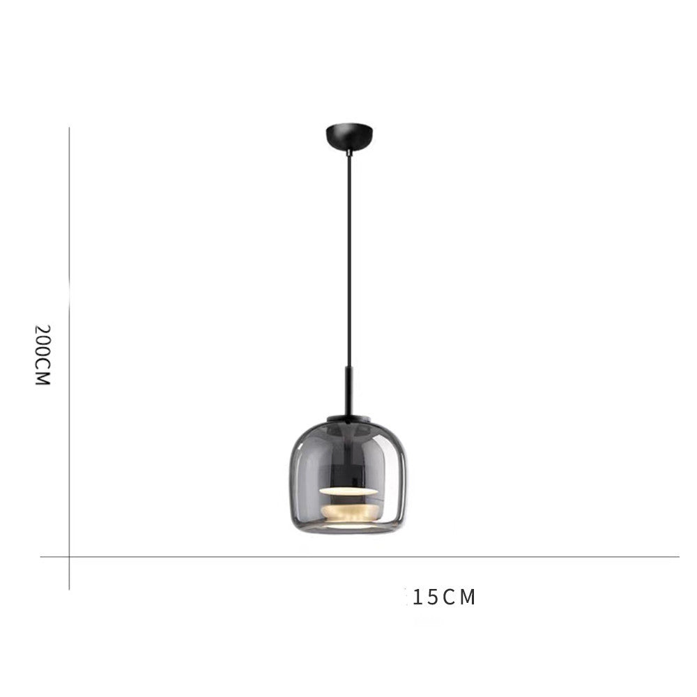 Italian-style minimalist glass chandelier with a black pendant, measuring 200cm in height and 15cm in width.