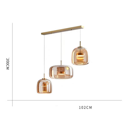 Minimalist Italian-style chandelier with three glass shades, ideal for modern bedroom decor.