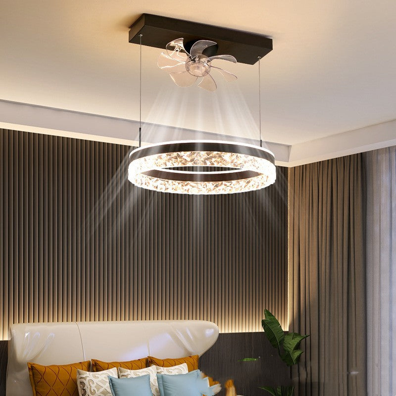 Scandinavian style ceiling fan light with modern design, featuring an ABS fan blade and acrylic lampshade, ideal for various spaces.