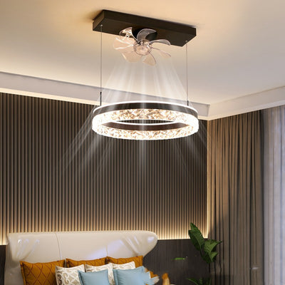 Scandinavian style ceiling fan light with modern design, featuring an ABS fan blade and acrylic lampshade, ideal for various spaces.