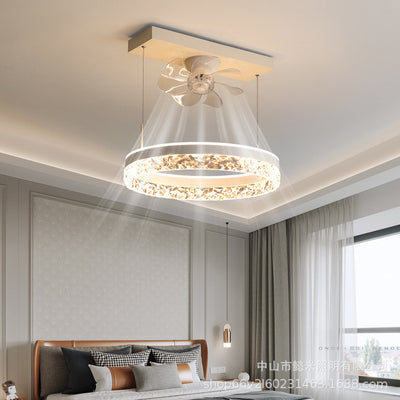 Modern Scandinavian ceiling fan light with ABS blades and acrylic lampshade, ideal for dining or study rooms.