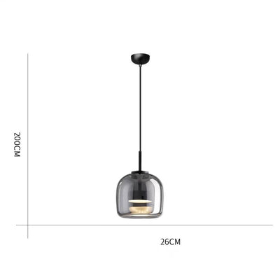 Italian-style all-copper minimalist glass chandelier measuring 200cm height and 26cm width, perfect for modern bedrooms.