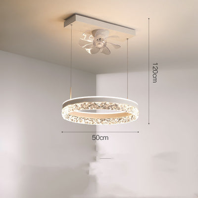 Modern Scandinavian ceiling fan light with acrylic lampshade and ABS blades, ideal for home decor.